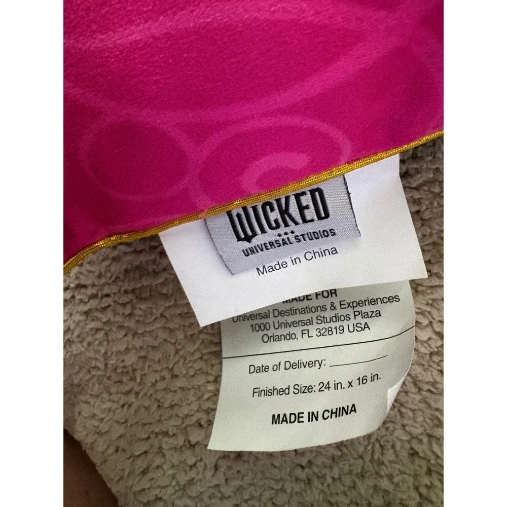 Universal Studios Wicked Movie Elphaba Glinda Pink Throw Pillow 24x16 55262-P635